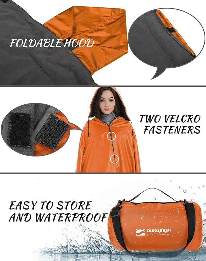 DUKUSEEK Hooded Outdoor Blanket, Extra Large (79 "x 56") Waterproof Camping Blanket, Quilted Fleece, Warm, Windproof, Sand Proof, Portable and Wear-Resistant, for Sports, Picnic, Hiking, Travel…