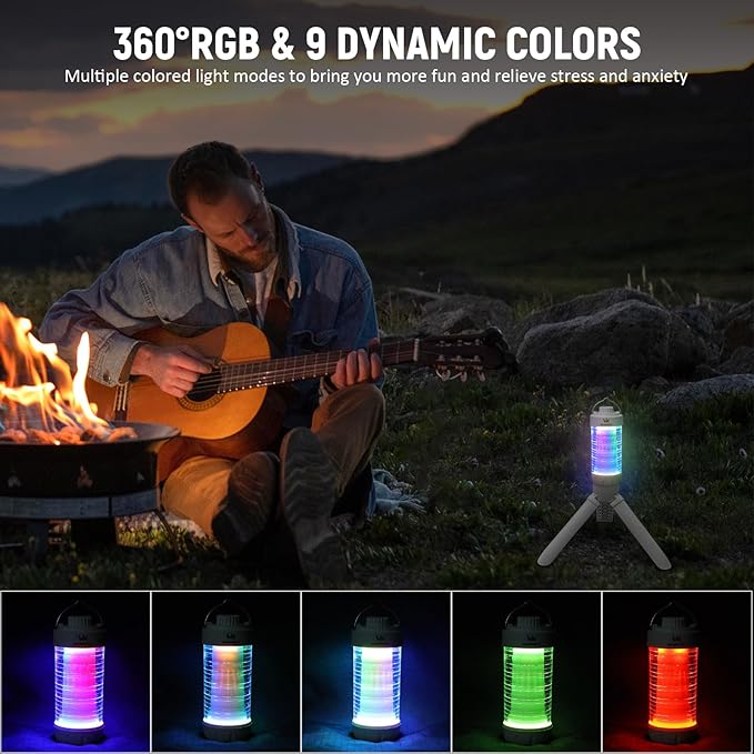 Wurkkos CL01 Camping Lantern Rechargeable, 550LM Waterproof Tent Light with Magnet Base, Up to 300H Runtime,Portable Lantern Flashlight with RGB light,Emergency Camp Light for Hurricane,Hiking,Camping