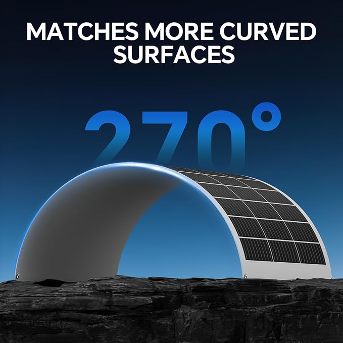 Flexible Solar Panel 200W 23.5% High Efficiency Solar Panels 9BB 12V Monocrystalline Lightweight Module for Off-Grid RV Camping Boat Van Cabin