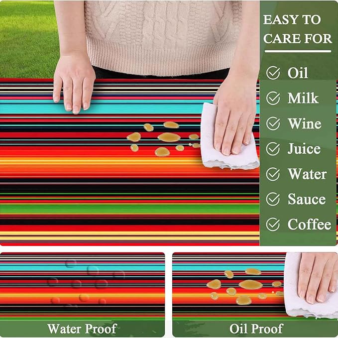 CAPSCEOLL Elastic Picnic Table Cover with Bench Covers 5Ft Waterproof Fitted Picnic Table Cover Cloths for Outdoors Camping Tablecloth with Drawstring Bag, 60X30in, Colorful Stripes