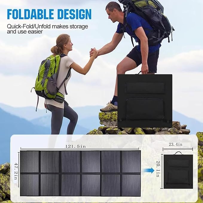 600 Watt Portable Solar Panel, Lightweight Foldable Solar Panel 25.8% High Efficiency Folding Panel Solar IP68 Waterproof for Power Station Camping Off-Grid