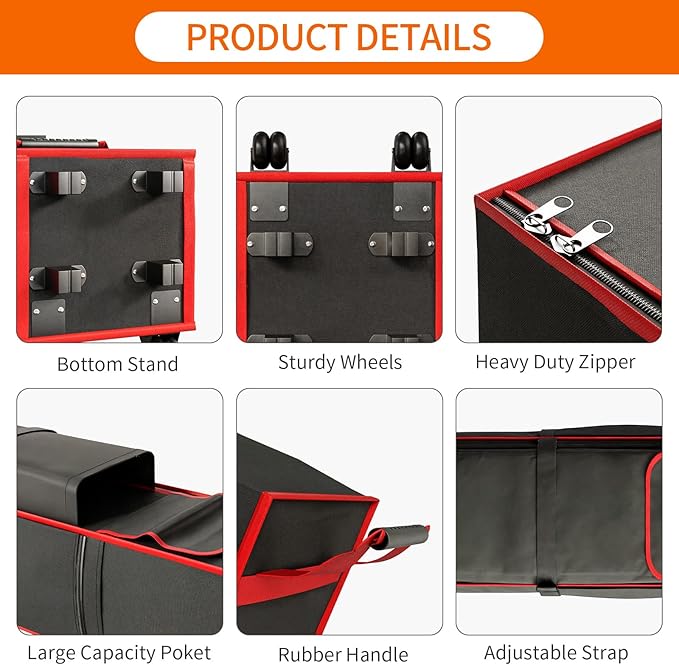 10 x 10 x 52 inch Tent Bag Replacement Part, Designed for 10 x 10 pop-up Tents, Comes with Handles and Rollers for Easy Carrying. Made of 800D Waterproof Oxford Fabric, Durable and Waterproof.