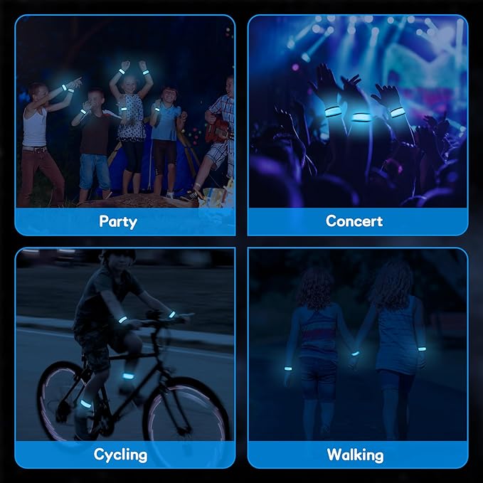 6 PCS LED Reflective Gear, LED Wristbands, LED Light Up Wristbands for Walking, Running, Jogging, Concerts, Sports, Camping, Sporting Events, Party, Rave Accessories