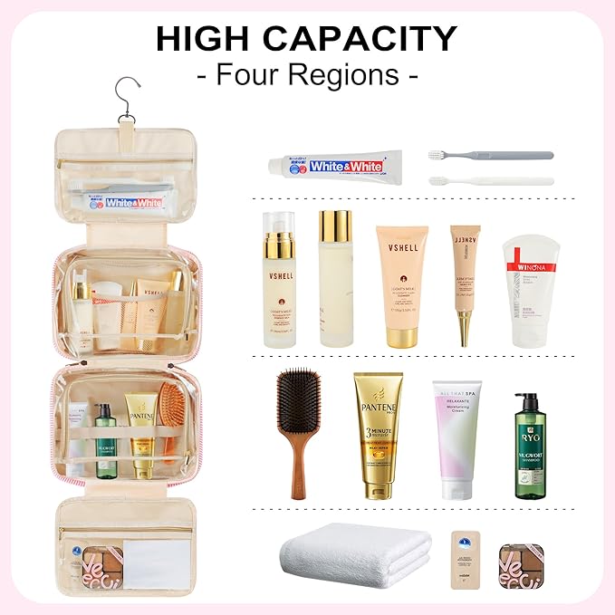 TOPEAST Birthday Gifts for Women Teen Girls - Hanging Toiletry Bag Initial Makeup Bag, Personalized Initial Cosmetic Bag Toiletry Bag, Gifts for Women Teen Girls Daughter Sister - Letter M, Pink