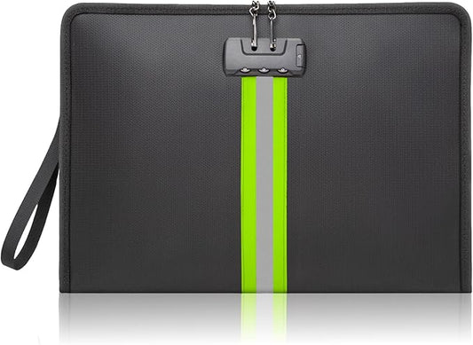 5200℉ Fireproof Waterproof Document Bag with Lock and Zipper,Safe Fireproof Waterproof Money Bag,Suitable for Cash, Mobile Phones, Keys, Credit Cards (Black, M)