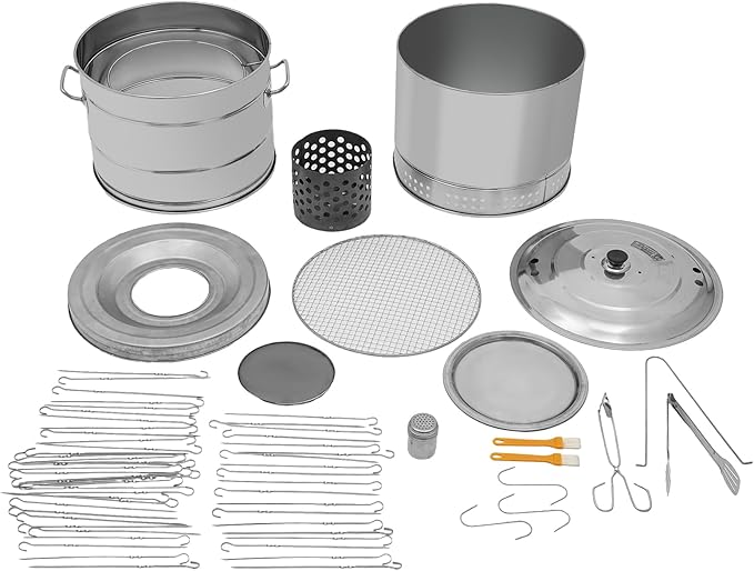 Stainless BBQ Grill Barrel,Portable 360°Smokeless Barbecue Grills,Silver Steel Kebob-Grill with 50 Skewers,Outdoor Cooking and BBQ,Camping Picnic Patio Backyard