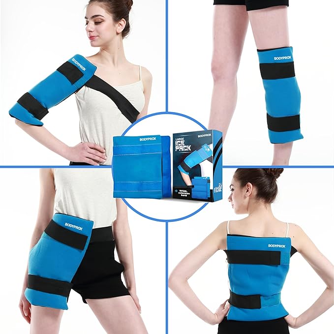Flexible Large Gel Ice Pack for Shoulders, Arms, Back and Thighs. Hot & Cold Therapy Wrap