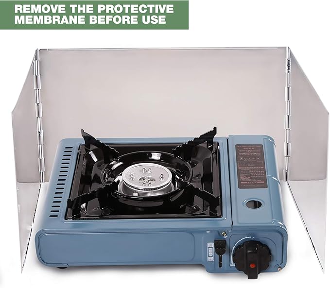 REDCAMP Folding Stainless Steel Stove Windscreen, Camping Stove Windshield Butane Burner Windshield for Hiking, Outdoor, Backpacking