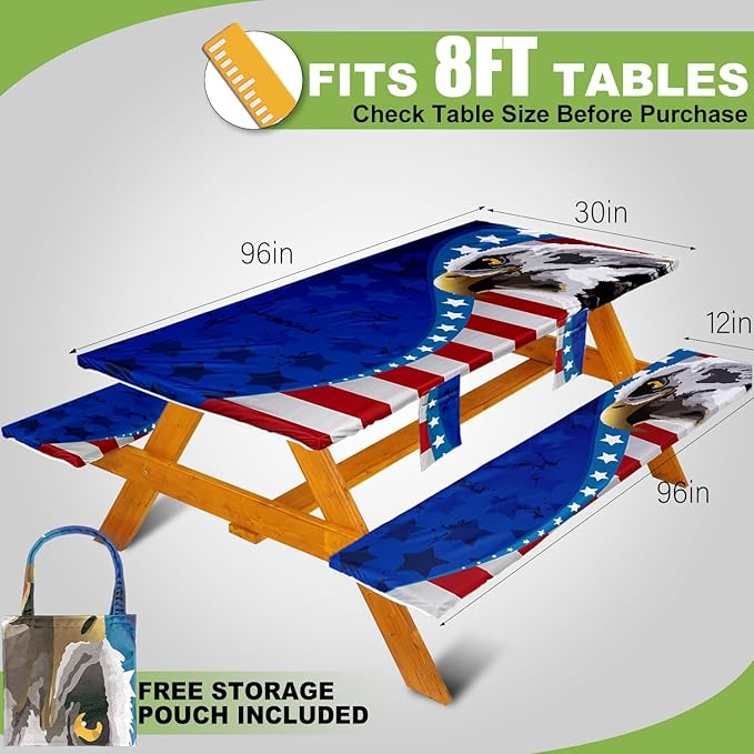 Picnic Table Cover with Bench Covers Table Cloth Tablecloth Summer Outdoor Rv Patio Tent Camping Glamping Campsite Camper Essentials Accessories Items Gear Gadgets Stuff Necessities Supplies Must Have