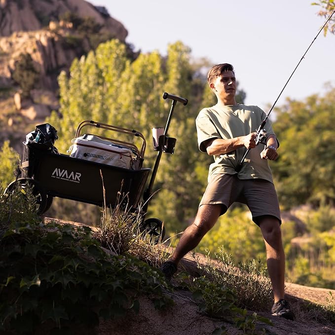 400lbs Large Capacity Collapsible Wagon Cart,Folding Utility Heavy Duty,All Terrain Big Wheels for Garden Camping Sports Outdoor Shopping, Green