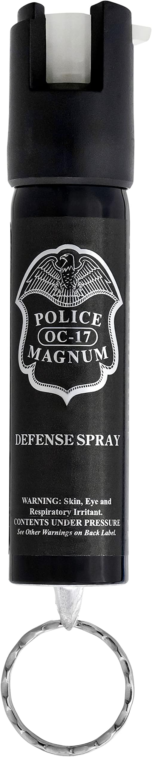 Police Magnum Compact Pepper Spray Self Defense Safety Tool- Strong Built-in Keychain Holder- Small Discreet Canister- Made in The USA- 1 Pack 3/4oz Twist Lock Keyring