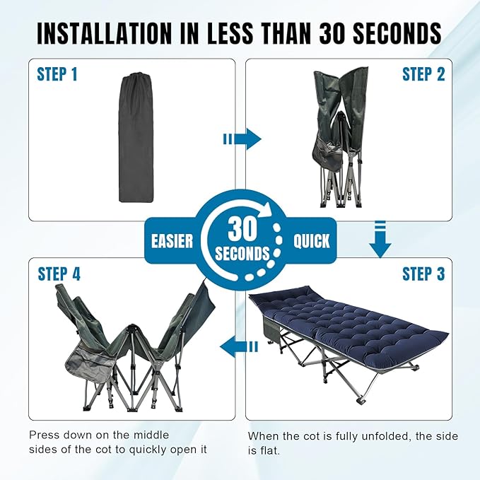 YELLOW JACKET Camping Cots for Adults, Folding Cot with Mattress 600lbs Max Load, Sleeping Cot with Carry Bag, 28" Wide Portable Folding Cots for Camping Home Office Nap Beach Travel
