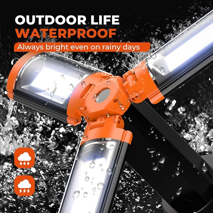 Rechargeable Work Light with Stand, Cordless Triple Work LED Lights, 9000mah Battery, 264-2562 Lumen, 3500-8000K, with Detachable Tripod, Storage Bag for Outdoor Work, Camping