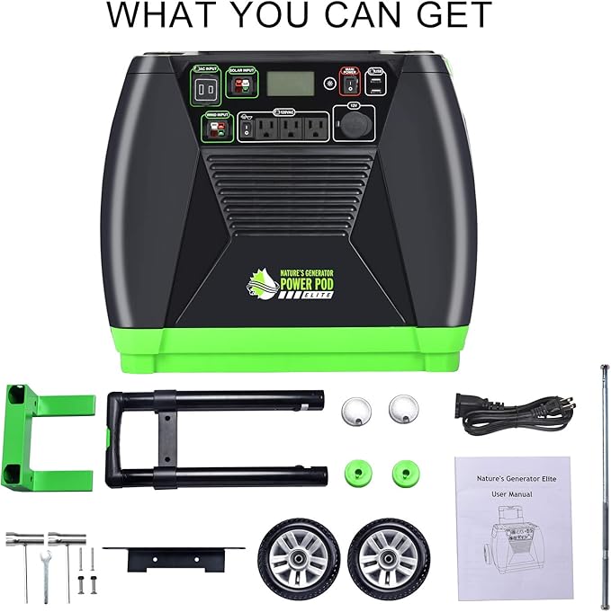 Nature's Generator Elite Gold - PE System:3600W Solar & Wind Powered Pure Sine Wave Off-Grid +2pcs 100W Solar Panel+6 Circuits Transfer Kit