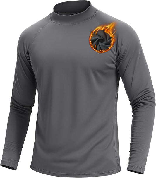 TACVASEN Mens Thermal Fleece Shirt Mock Turtle Neck Base Layer Long Sleeve Athletic Warm Undershirt Winter Running Tops