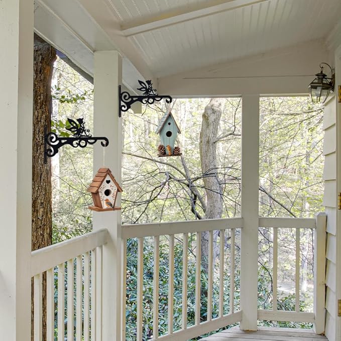 hogardeck Plant Hangers Outdoor Decor, 2 Pack 10??Metal Hanging Plant Bracket with Fairy for Garden Patio Yard Decor, Anti Rust Plant Hooks for Hanging Plants, Bird Feeder, Wind Chime, Lantern