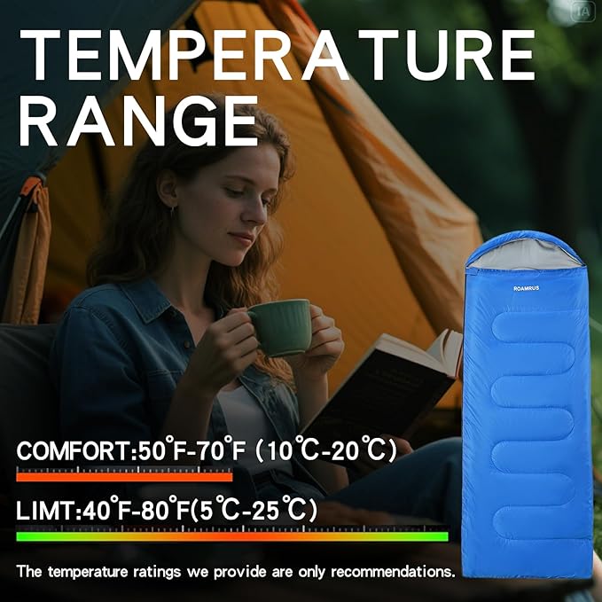 3 Seasons Sleeping Bags for Adults, Portable, Waterproof, Lightweight,with Storage Sack for Outdoor & Indoor, Hiking, Camping, Warm & Cold Weather Sleeping Bag for kids 10-12, Girls, Boys Mens