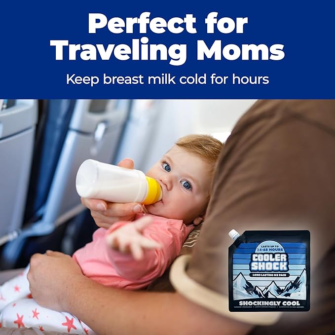 Cooler Shock Reusable Ice Packs for Cooler - Long Lasting Cold Freezer Packs for Coolers and Lunch Boxes - Cooler Ice Packs for Camping Gear, Fishing, Road Trips, Beach Must Haves