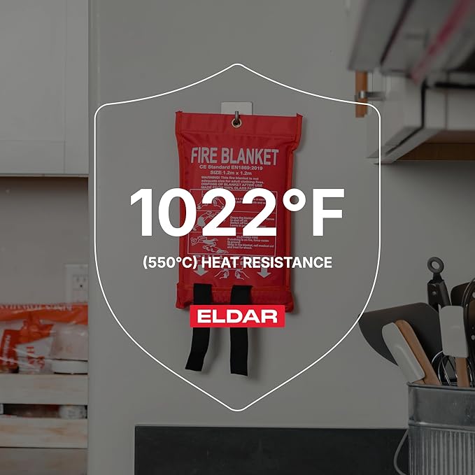 ELDAR 4-Pack Fire Blanket - X-Large Fiberglass Fireblanket for Kitchen, Home Emergency