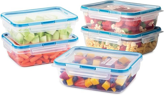 Snapware Total Solutions (5-Pack, 8.5 Cup) Plastic Food Storage Containers Set, Airtight & Leakproof Locking BPA-Free Lids Tupperware, Freezer Dishwasher Microwave Safe