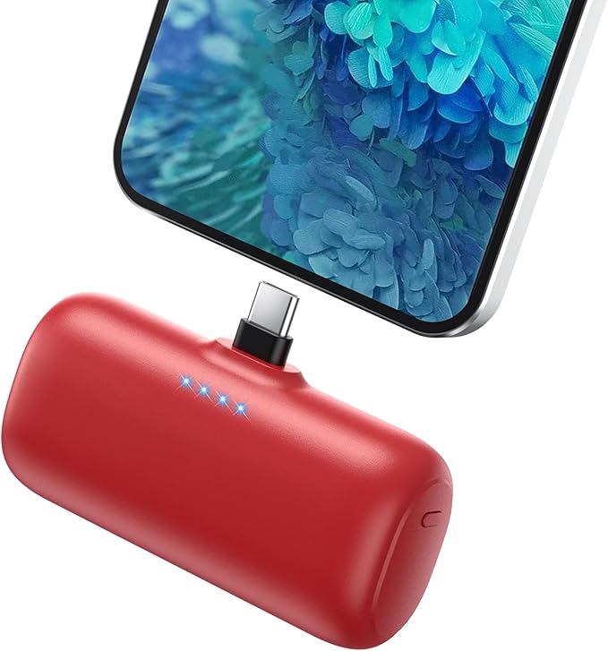 Mini Portable Charger for iPhone 16/15 Series,5200mAh 3A PD USB C Fast Charging Power Bank, Ultra-Compact Cell Phone Battery Pack for iPhone 16/16Plus/15/15Plus/15Pro Max,Samsung,Android,Moto,iPad-Red
