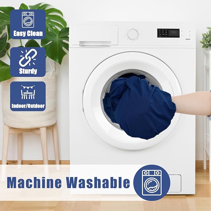 Spandex Picnic Table Cloth 2 Pack, Elastic Fitted Tablecloths for 6 Foot Rectangle Tables, Stretch Washable Patio Table Cover for Outdoor, Camping, Banquet and Parties (Navy, 30"x72")