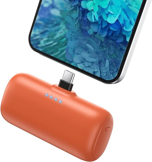 Mini Portable Charger for iPhone 16/15, 5200mAh 3A PD USB C Power Bank Cell Phone Fast Charging,Ultra-Compact Battery Pack for iPhone 16/15/15 plus/15 pro/15 pro Max/Android/Samsung/Moto/LG-Orange