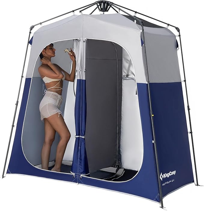 KingCamp Camping Shower Tent, Instant Portable Privacy Shelter, 1/2 Room Large Outdoor Toilet Tent with Floor, Water-Resistant, Windproof & Easy Setup for Beach, Camping & Hiking