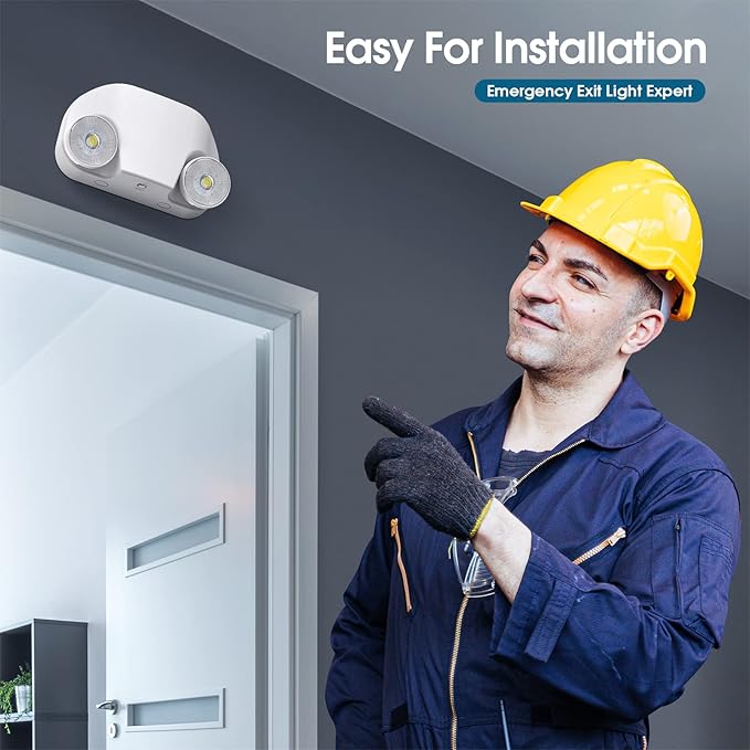 Led Emergency Light with Remote Capable, Adjustable LED Lamp Heads Exit Lighting, Backup Battery White Emergency Lights, 120V-277V Dual Voltage, UL Certified (1 Pack)