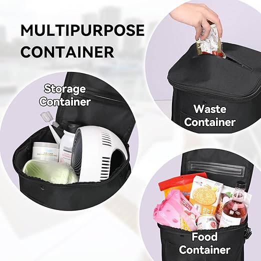 Boat Trash Can, Portable Boat Trash Bag, Reusable Boat Garbage Bag, Easy to Install & Clean, 3.96 Gallons Multi-Purpose Boating Equipment Accessories for Fishing Kayak Pontoon Boat(1PCS Black)