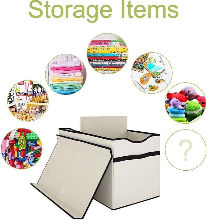 Toy Box Chest, Collapsible Sturdy Storage Bins with Lids, Extra Large Kids Toy Storage Organizer Boxes Bins Baskets for Kids, Boys, Girls, Nursery Room, Playroom, Closet (New Beige)