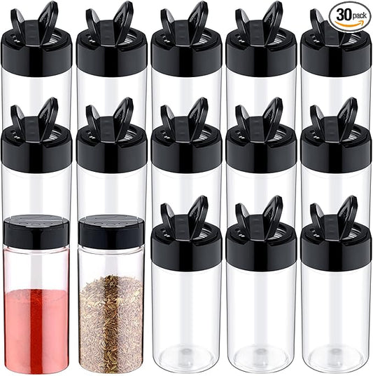 30 Pack 8.7 oz Plastic Spice Jars with Shaker Lids Clear Seasoning Containers Spice Bottles for Kitchen Storing Herbs Seasoning Powders