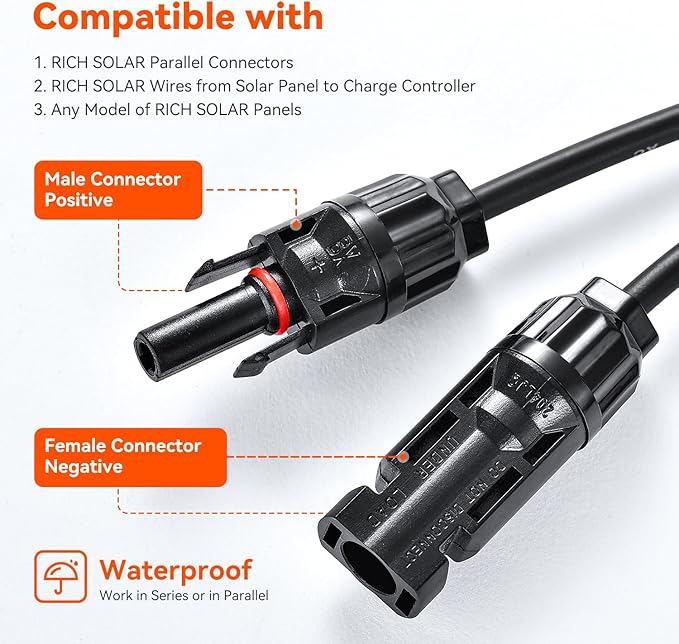 RICH SOLAR 200 Watt 12 Volt 9BB Cell Monocrystalline Solar Panel High Efficiency Solar Module for RV Trailer Camper Marine Off Grid