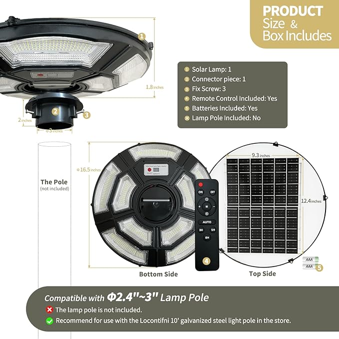 Outdoor Solar Lamp Post Light with Motion Sensor, Dusk to Dawn IP65 Waterproof, 750 LEDs Solar Powered Lamp Pole Light Fixture with Remote for Garden, Yard, Pathway, Street Outdoor Lighting