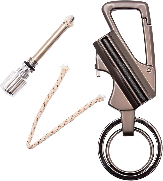 SURVIVE Permanent Match Bottle Opener Metal Keychain, Reusable Survival Fire Starter Lighter, Emergency Waterproof Striker Stick Kit