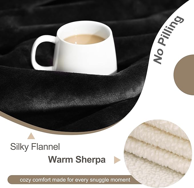 gogobunny Dog Blanket, Waterproof Reversible Sherpa Fleece Throw Blanket, Furniture Cover for Bed, Couch, Sofa Protection from Liquid Pee and Pet Fur of Puppy, Cat (Black, 30x70 inches)