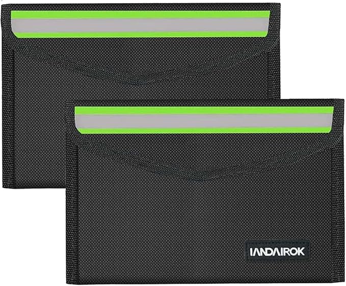 5"x8" Black Small Fireproof Bag Money Bag Home Office Travel Safe Storage Pouch for Document Cash Valuables Jewelry Mobile Power Supply Power Bank Lipo Battery (20 * 13cm)