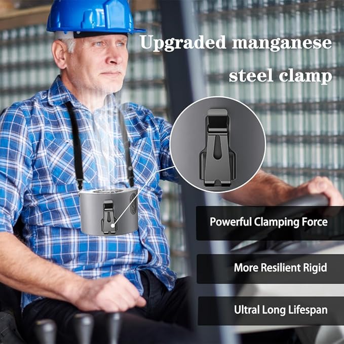 CAZOKASI 2024 Newest Portable Waist Clip Fan 10000mAh Powerful Personal Wearable Fan 10 Stepless Wind 8-24Hours(Grey)