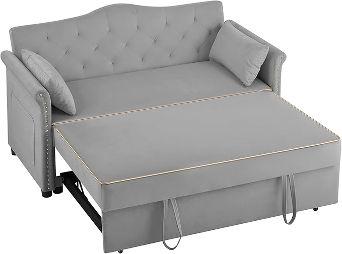 65'' 3-in-1 Folding Sofa Bed – Queen Size Pullout, Modern Chenille Fabric, 360° Swivel Table, Easy Assembly – Perfect for Living Room