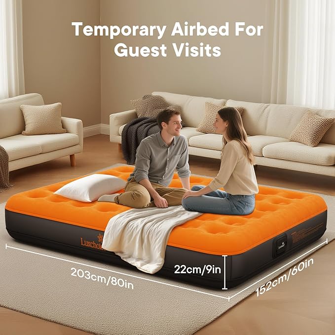 Air Mattress with Built-in USB Rechargeable Pump Camping Inflatable Mattress Portable Blow up Mattress Air Bed Guest Bed for Home Outdoors Hiking Travel