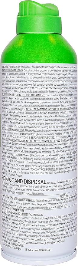 Premium Permethrin Spray - Tick, Flea, Fly, Mosquito, Chigger, Spider & Bed Bug Repellent for Clothing, Gear, Furniture, & Tents, Last up to 60 Days, Clear, 6 Oz Aerosol, Pack of 2
