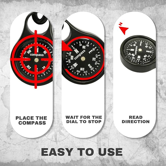 Custom Portable Compasses Keychain with Text Mini Compass with Waterproof Luminous Function Survival Gifts for Men Hiking Camping Hunting Map Navigation Tool