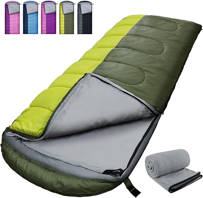 XL 10 Degree Sleeping Bags Waterproof for Adults 350GSM Machine Washable with Compression Sack for 3-4 Season Camping Outdoor