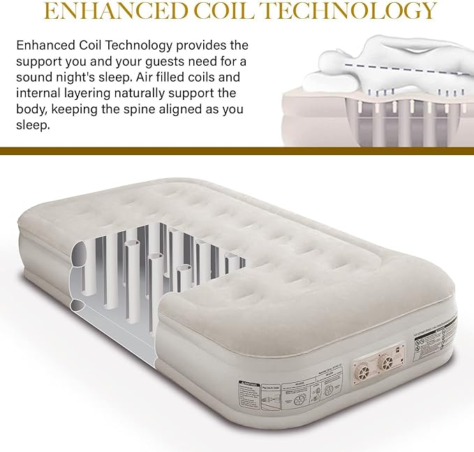 King Koil Luxury Twin Air Mattress with Built-in High-Speed Pump for Home, Guests & Camping - Twin Size Premium Double High Inflatable Blow Up Mattress