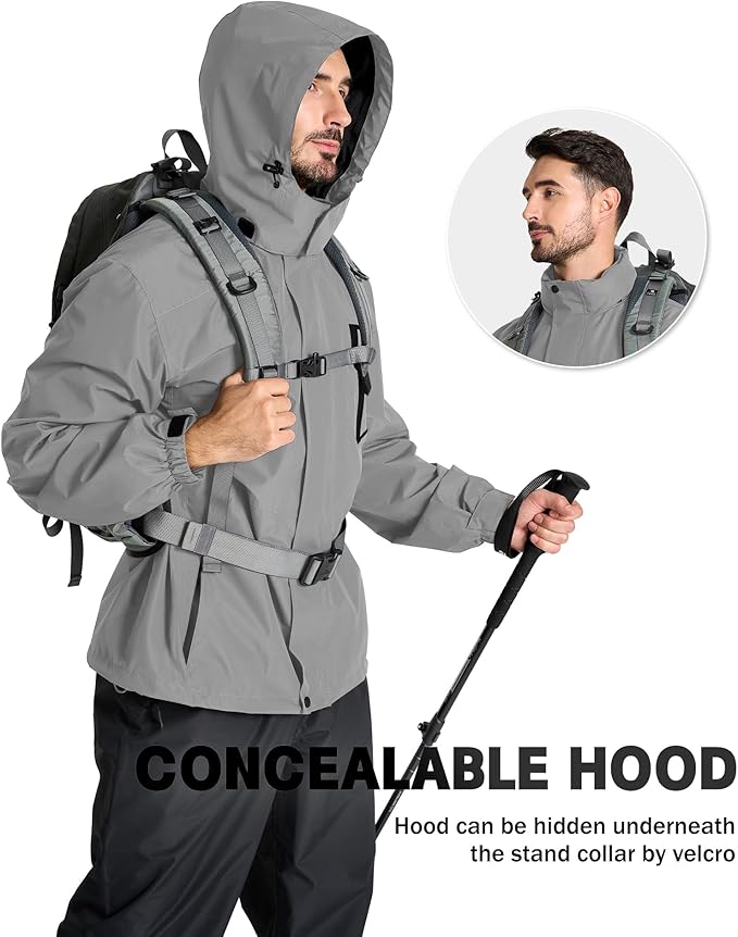 SWISSWELL Mens Rain Jackets Waterproof with Hood Men Windbreaker Jackets Lightweight Rain Coats for Golf Fishing Hiking