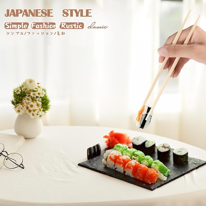 100 pairs Disposable Bamboo Chopsticks, 9.5 Inch Japanese Style Double Pointed Separate Chop sticks for Sushi & Asian Dishes
