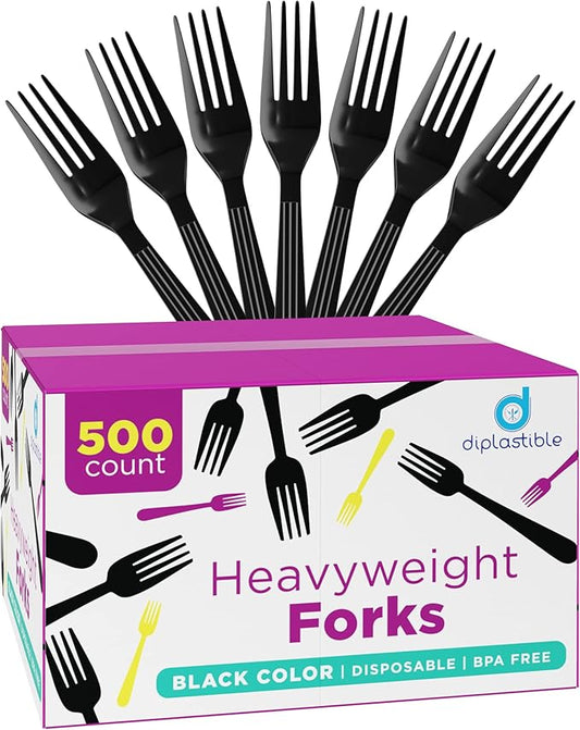 Plastic Forks Heavy Duty - Forks Plastic Disposable Utensils - Plastic Cutlery For Parties, Celebrations And Events Pack Of 500