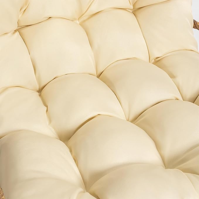 Yechen Hanging Egg Chair with Stand and Footrest for Indoor Outdoor, Foldable Wicker Rattan Patio Egg Swing Chairs Hammock Egg Chair with UV Resistant Cushion for Bedroom Porch, 350 Lbs Capacity