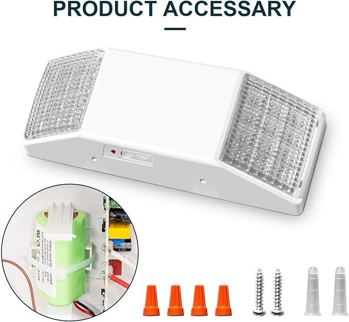 6 Pack LED Emergency Lights with Battery Backup, Two Square Heads Commercial Emergency Light, UL Listed for Damp Location,AC 120/277V, Hardwired Emergency Lights for Business