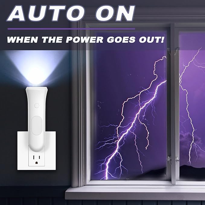 4 in 1 Emergency Lights for Home Power Failure, 6 Pcs Rechargeable LED Flashlight Plug in Wall, Automatic Turn-On Power Outage Night Light Flashlight for Hurricane Preparedness Items